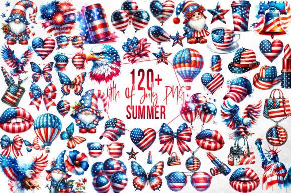 120 4th of July Watercolor Clipart: A Design Asset Worth Celebrating