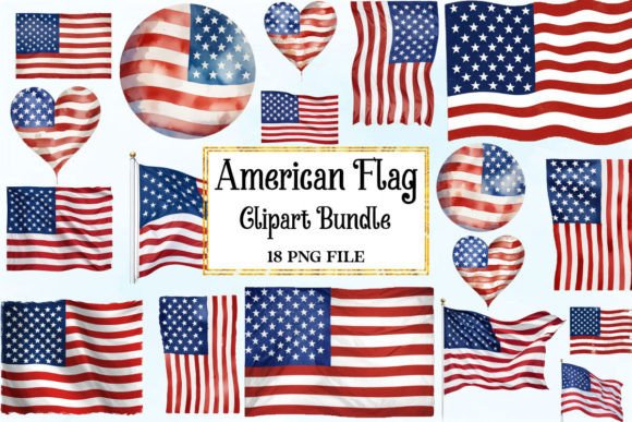 American Flag Watercolor Clipart for Creatives