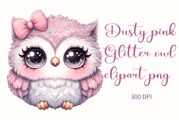 Cute Watercolor Dusty Pink Baby Owl PNG