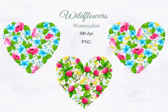 Flower Hearts Watercolor Sublimation PNG