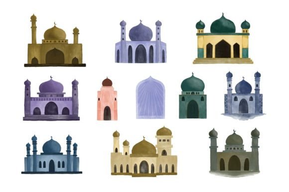 Illustration of Watercolor Mosque