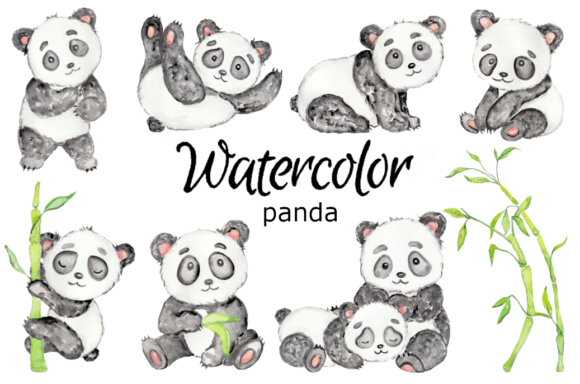 Panda Watercolor Clipart: Versatile Design Assets for Creative Projects