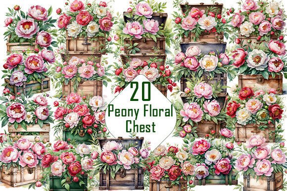 Peony Flower Chest Watercolor Clipart for Designers