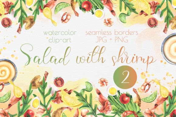 Shrimp with Dishes Watercolor Borders: A Creative Font with Artistic Flair