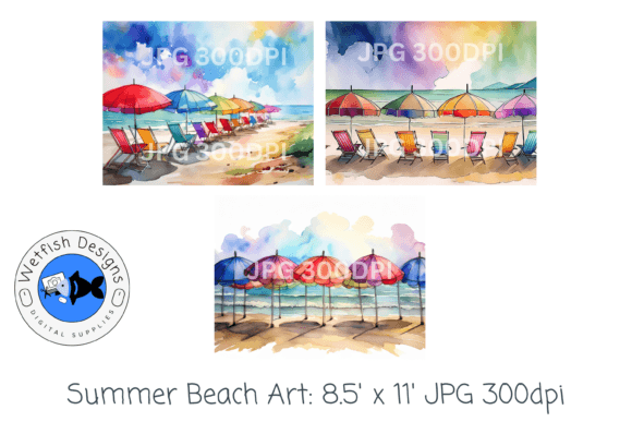 Summer Beach Watercolor Digital Prints