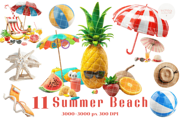 Summer Beach Watercolor Illustrations