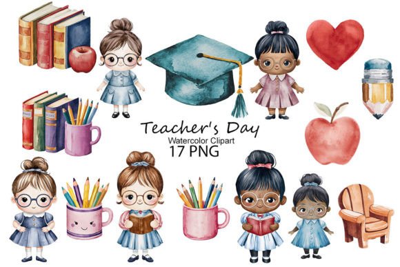 Teacher's Day Watercolor Clipart for Thoughtful Design