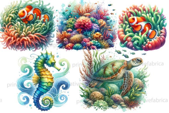 Undersea Watercolor Clipart: Jellyfish Design Assets