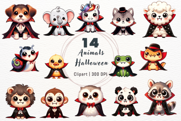 Watercolor Animals Halloween Clipart for Creative Projects