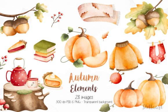 Watercolor Autumn Elements Clipart: A Designer's Toolkit