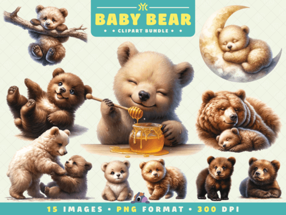 Watercolor Baby Bear Clipart: Gentle Charm for Every Project