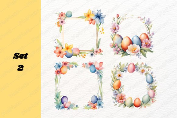 Watercolor Floral Easter Frame Border for Modern Design