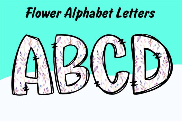 Watercolor Flower Alphabet Doodle Spring for Creative Projects