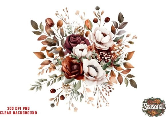 Watercolor Flowers Bouquet Roses