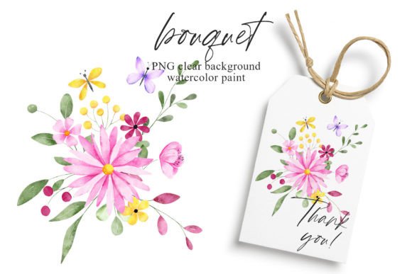Watercolor Flowers, Pink Composition: A Soft Touch for Branding and Design