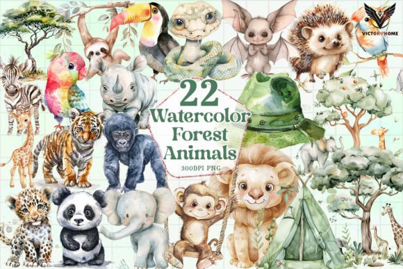 Watercolor Forest Animals Clipart PNG: A Versatile Design Asset