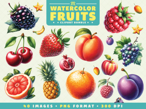 Watercolor Fruits Clipart for Designers and Creatives