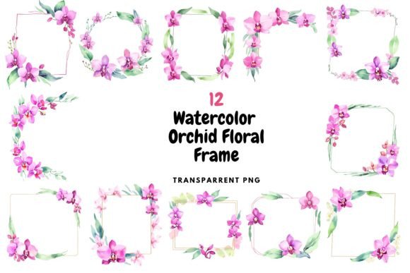 Watercolor Orchid Floral Clipart PNG