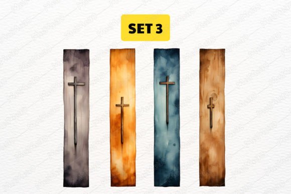Watercolor Religion Church Cross Element in Design