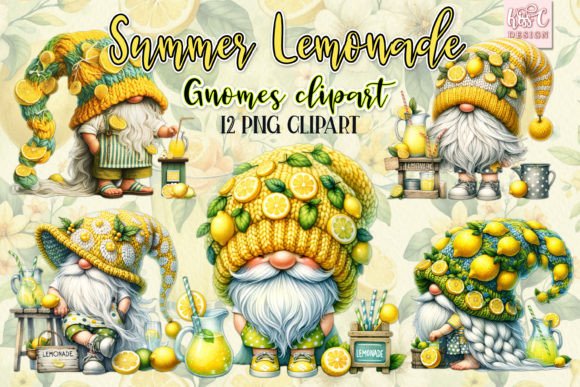 Watercolor Summer Lemonade Gnomes PNG: A Playful Design Asset