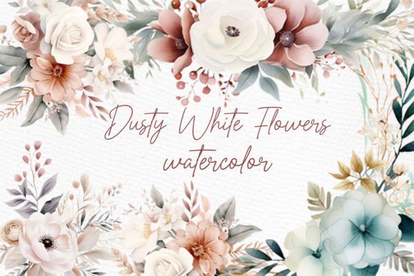 Watercolor White Flowers Teal Flowers: A Display Font with Floral Elegance