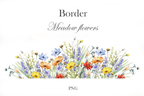 Watercolor Wildflowers Border for Creative Projects