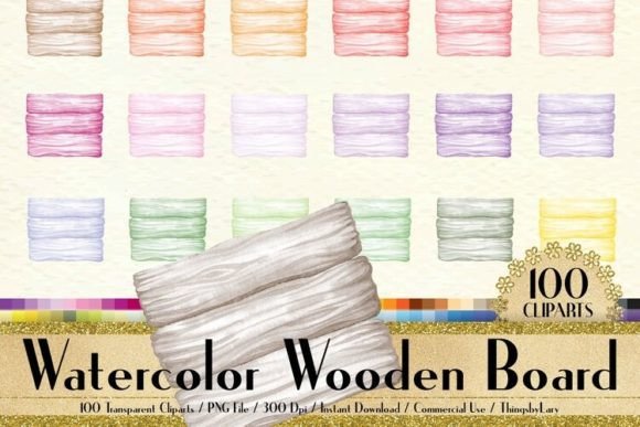 Watercolor Wooden Board Clip Art PNG