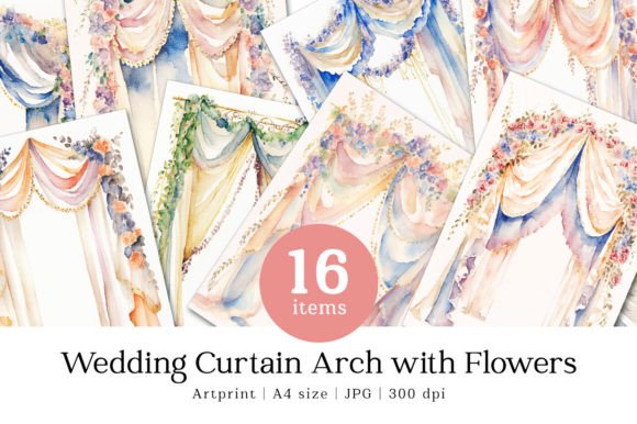 Wedding Curtain Arch Flowers Watercolor: A Display Font with Botanical Soul